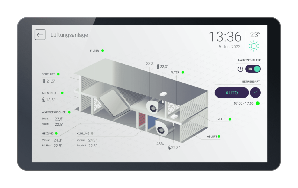 tablet with HVAC system automation UI